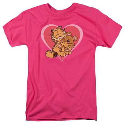 Garfield Cute N Cuddly Mens T Shirt Hot Pink Retro Pop Classics