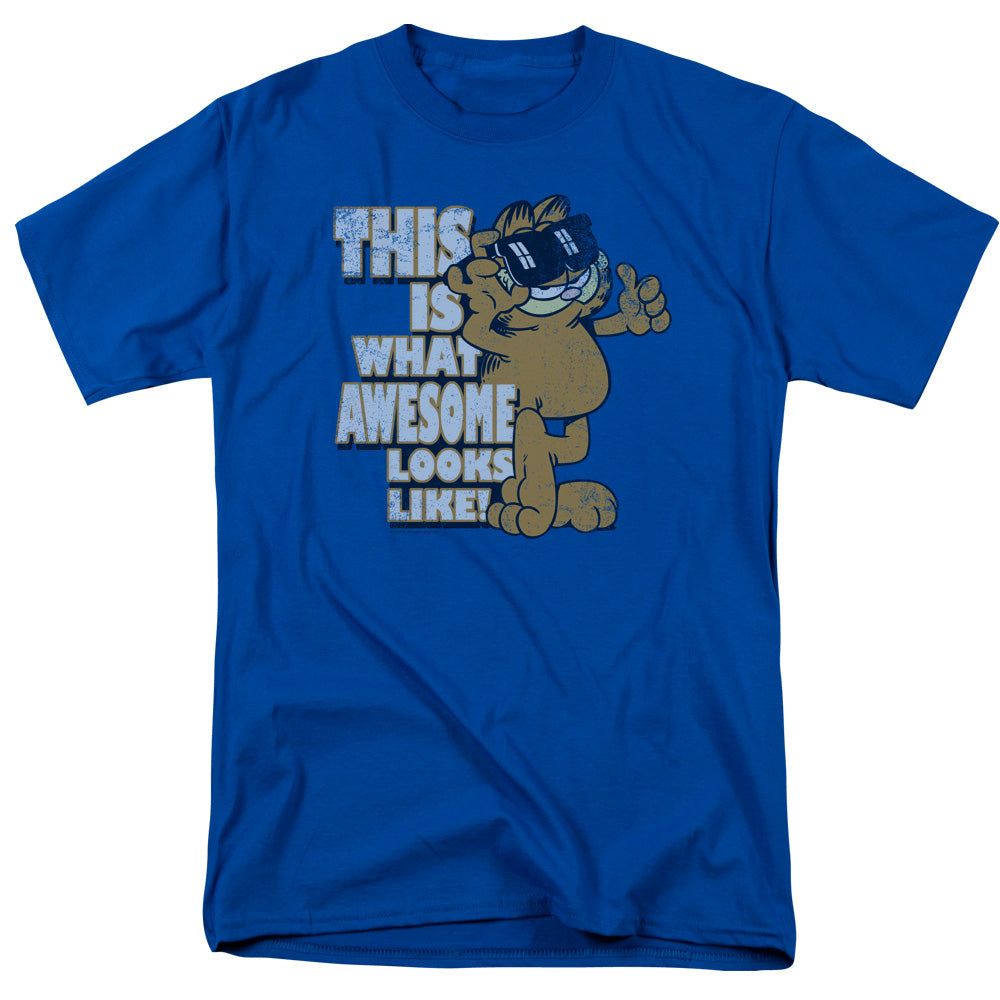 Garfield Awesome Mens T Shirt Royal Blue Retro Pop Classics