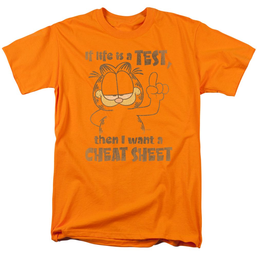 Garfield Cheat Sheet Mens T Shirt Orange Retro Pop Classics
