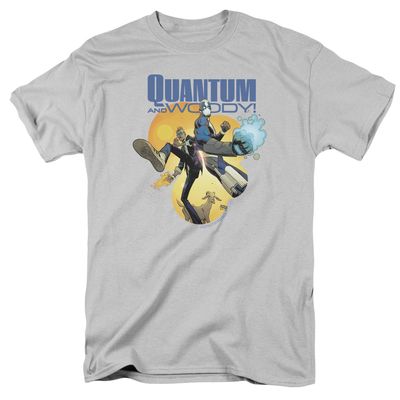 Quantum And Woody Threes A Crowd Mens T Shirt Silver Retro Pop Classics