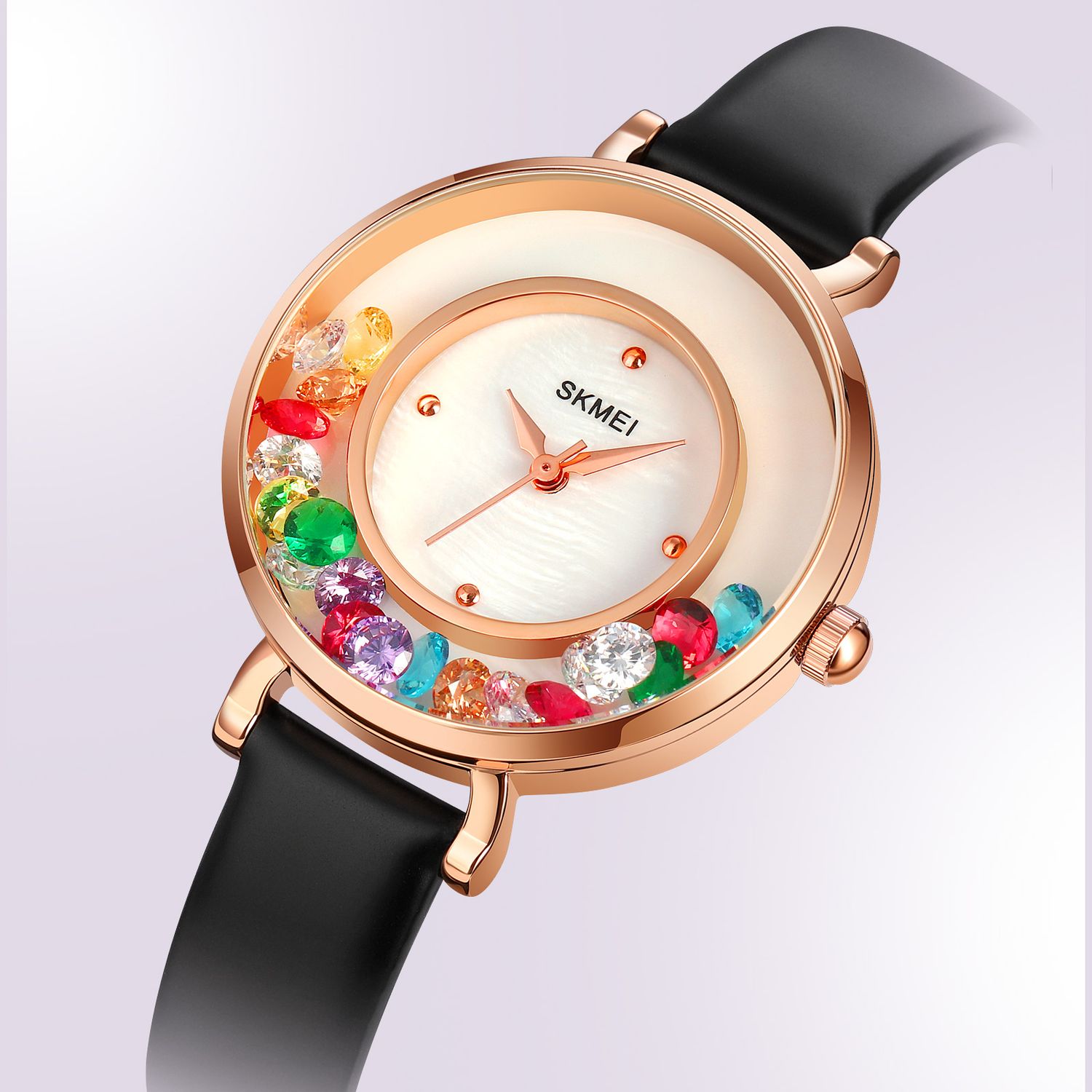 SKMEI- Montre-bracelet à pierres colorées diamant, étanche, Boîte à montre offerte