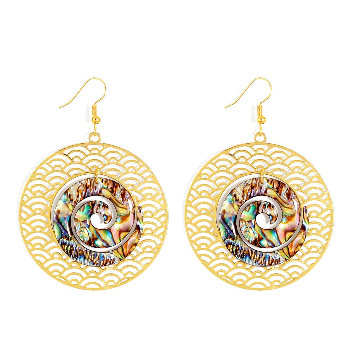 Boucles d&#39;oreilles pendantes Abalone, Collection Hawaï