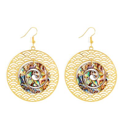 Boucles d&#39;oreilles pendantes Abalone, Collection Hawaï