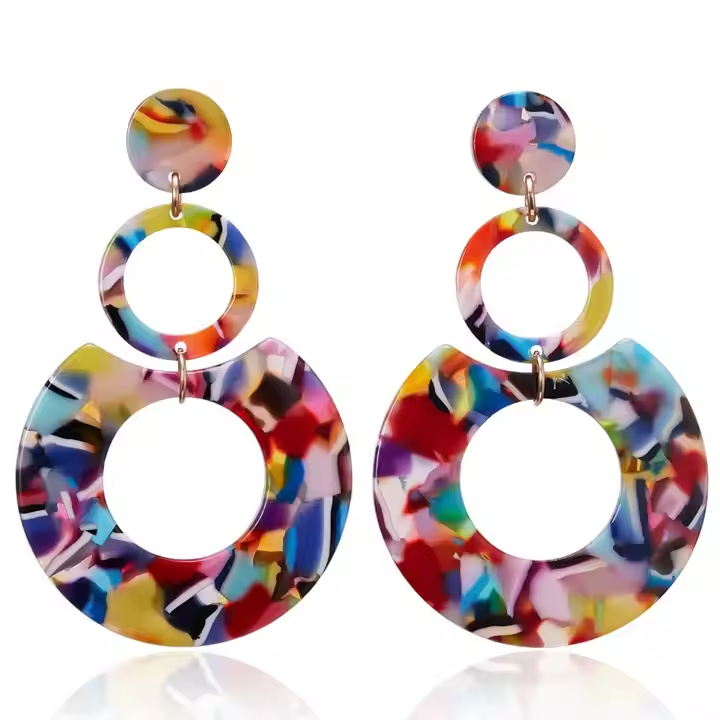 Boucles d&#39;oreilles circulaires géométriques multicouches