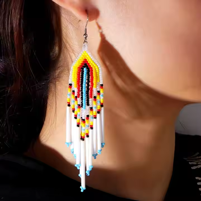 Boucles d&#39;oreilles pendantes en franges ethnique Tendance Fait main