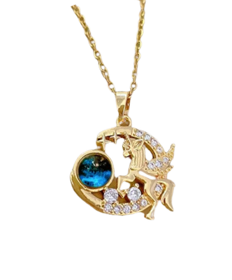 Collier Licorne Croissant Scintillant, Collection Planète étoilée