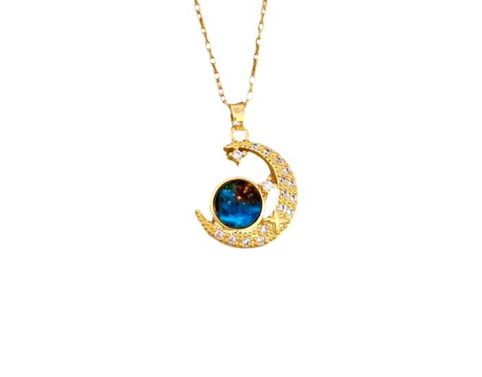 Collier Croissant de Lune scintillant, Collection Planète étoilée