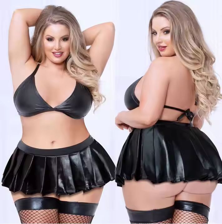 Costume Cosplay Lingerie sexy Ensemble 2 pièces soutien-gorge en cuir et jupe