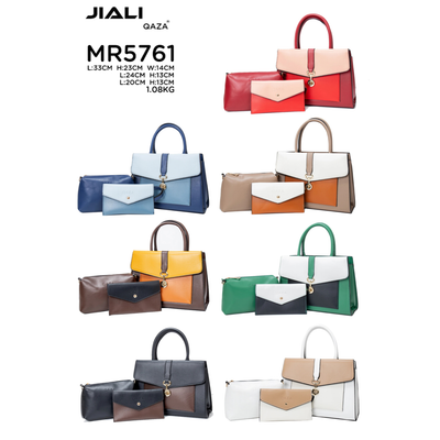 Lot de 3 pièces de sacs à main dame cartable décontracté: sac fourre-tout, cabas et porte-feuille, en Cuir PU de haute qualité