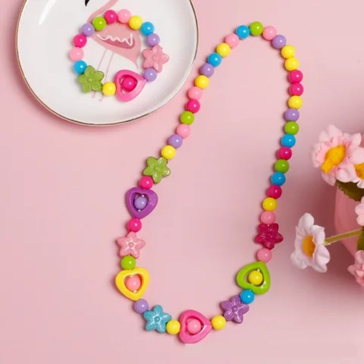 Parure de Bijoux multicolore pour Enfants en perles 2 pièces Acrylique