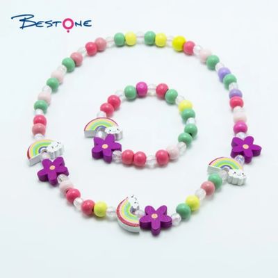 Parure de Bijoux Fait main Perles en Bois pour Enfants et Filles