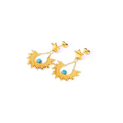 Boucles d&#39;Oreille Astres en acier inoxydable dorées à l&#39;or fin 18 carats