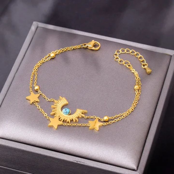 Bracelet Astres en acier inoxydable doré à l&#39;or fin 18 carats
