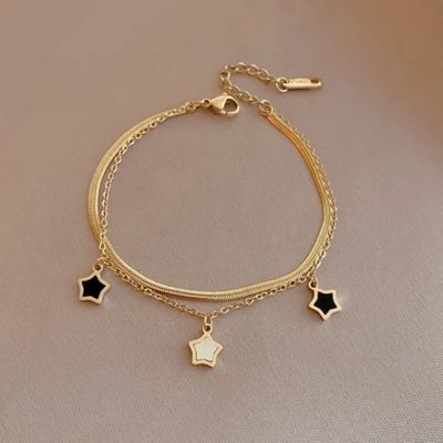Bracelet double rang étoile en acier inoxydable