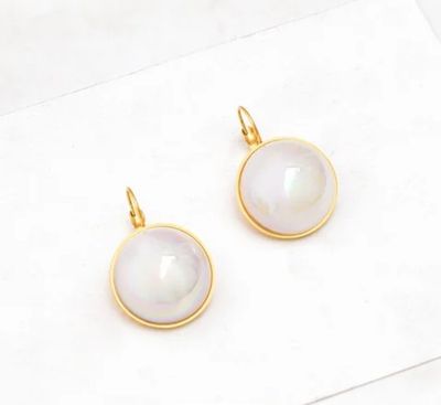 Boucles d&#39;Oreille Grande Perle en acier inoxydable dorées à l&#39;or fin 18 carats