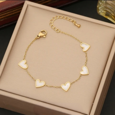 Bracelet Coeur blanc en acier inoxydable