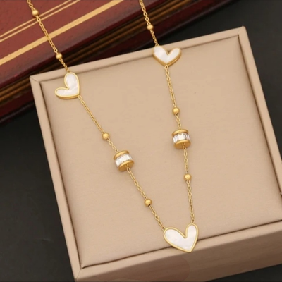 Collier Coeur blanc en acier inoxydable