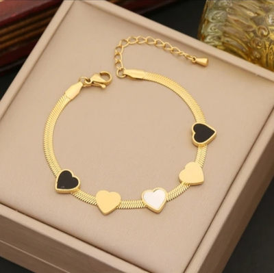 Bracelet Coeur en acier inoxydable doré à l&#39;or fin 18 carats