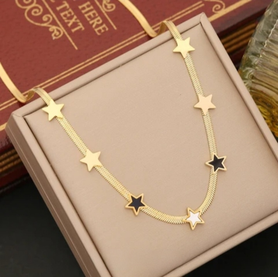 Collier Etoile en acier inoxydable doré à l&#39;or fin 18 carats