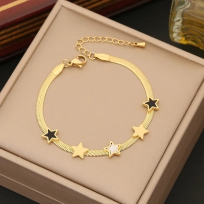 Bracelet Etoile en acier inoxydable doré à l&#39;or fin 18 carats