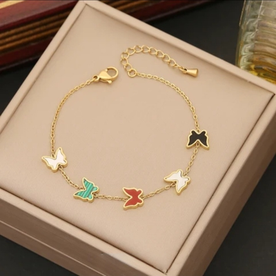 Bracelet Papillon en acier inoxydable doré à l&#39;or fin 18 carats