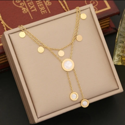 Collier en acier inoxydable doré à l&#39;or fin 18 carats N1177