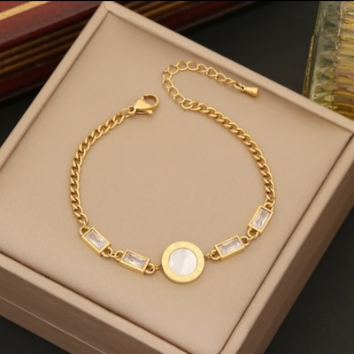 Bracelet en acier inoxydable doré à l&#39;or fin 18 carats N1177