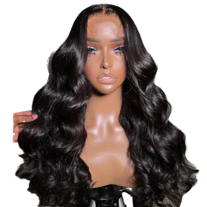 Perruque ondulée  Body Wave vrais cheveux humains Remy 12A Dentelle Frontale transparente 13&quot;x4&quot; Densité 180% longueur 14&quot;
