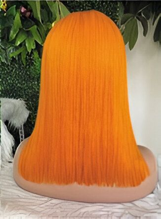 Perruque lisse droite Ginger vrais cheveux humains Remy 12A Dentelle Frontale transparente 13&quot;x4&quot; Densité 150% longueur 12&quot;