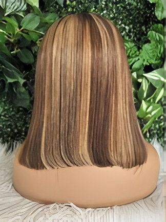 Perruque Highlight Lisse vrais cheveux humains Remy 12A Dentelle Frontale transparente 13&quot;x4&quot; Densité 150% longueur 14&quot;