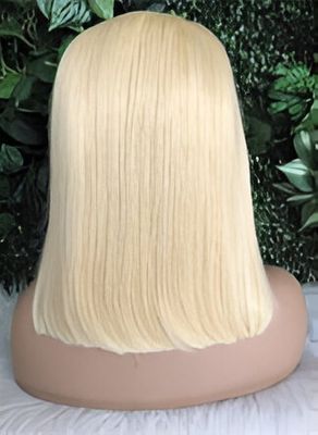Perruque Blonde 613 Lisse vrais cheveux humains Remy 12A Dentelle Frontale transparente 13&quot;x4&quot; Densité 150% longueur 14&quot;