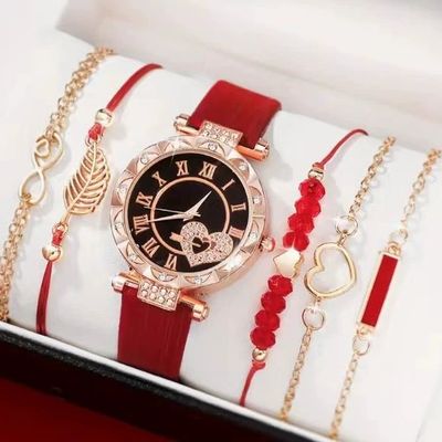 Ensemble 6 PCS Montre et 5 bracelets pour femme , Boîte à montre offerte