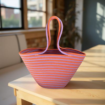 Sac à main Fourre-tout, Sac de plage, en Cordes de coton Fait main Rose