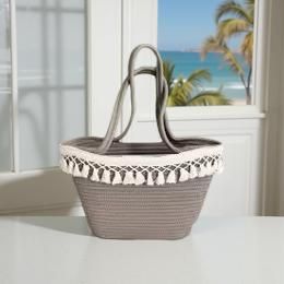 Sac à main Fourre-tout gris en Cordes de coton Fait main