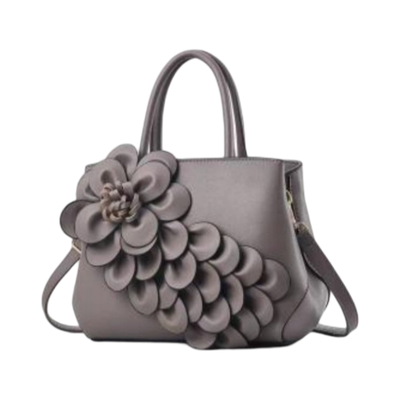 Sac à main fourre-tout élégant floral gris en Cuir PU de haute qualité