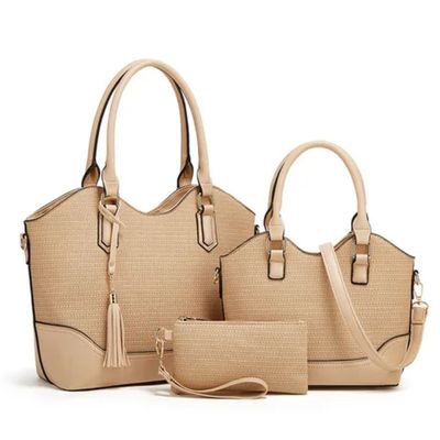 Ensemble 3 pièces de sacs à main dames de qualité supérieure: sac fourre-tout décontracté sac à bandoulière et pochette, en Cuir PU de haute qualité