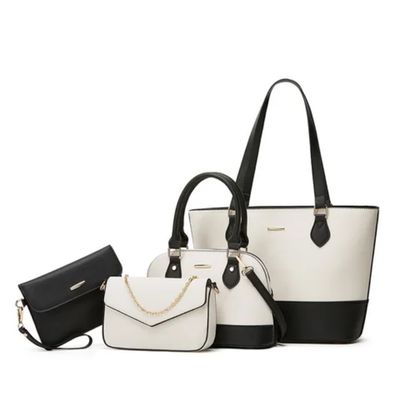 Lot de 4 pièces de Sacs à main dame de qualité supérieure: sac fourre-tout, sac à main, pochette, mini-pochette, en Cuir PU de haute qualité