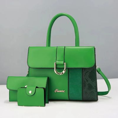 Lot de 3 pieces Sac à main messager pochette et porte-feuille en cuir PU de haute qualité