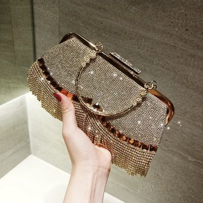 Sac à main de soirée à bandoulière avec cristaux motif diamant de haute qualité