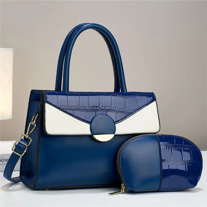 Ensemble 2 pièces, sac à main messager croco à bandoulière et porte-monnaie en Cuir PU de haute qualité