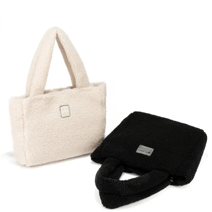 Petit sac fourre-tout, Sac d&#39;hiver, sac à main doux moelleux en fourrure synthétique pour dames filles