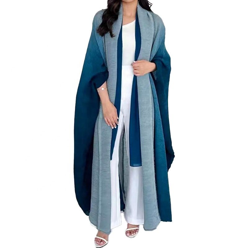 Winter Casual Bat Sleeves Miyake Gradient Color Pleated Loose Windbreaker Jacket Coat Women's Jackets