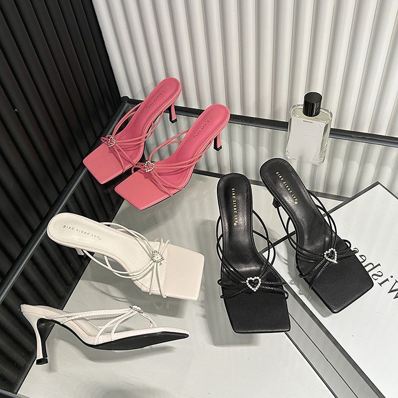 High heels Open Toe Slip on Sandals Female Shoes Sandals Low Heels Mules for Women