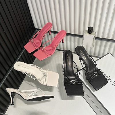 High heels Open Toe Slip on Sandals Female Shoes Sandals Low Heels Mules for Women