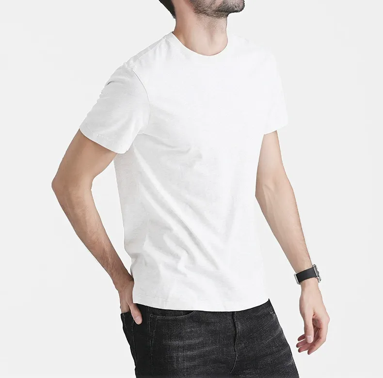 Men's Cotton T-shirt Summer Solid Color Trendy Short-sleeved Slim-fit Youth Base Layer Casual T-shirt