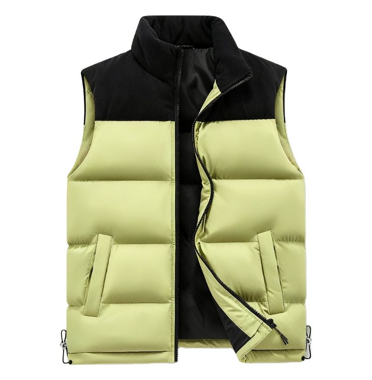 Casual Winter Waistcoat Puffer Jacket Large Size Plus Polyester Fiber Vest Stand Collar Zipper Zippered Canvas Knitted