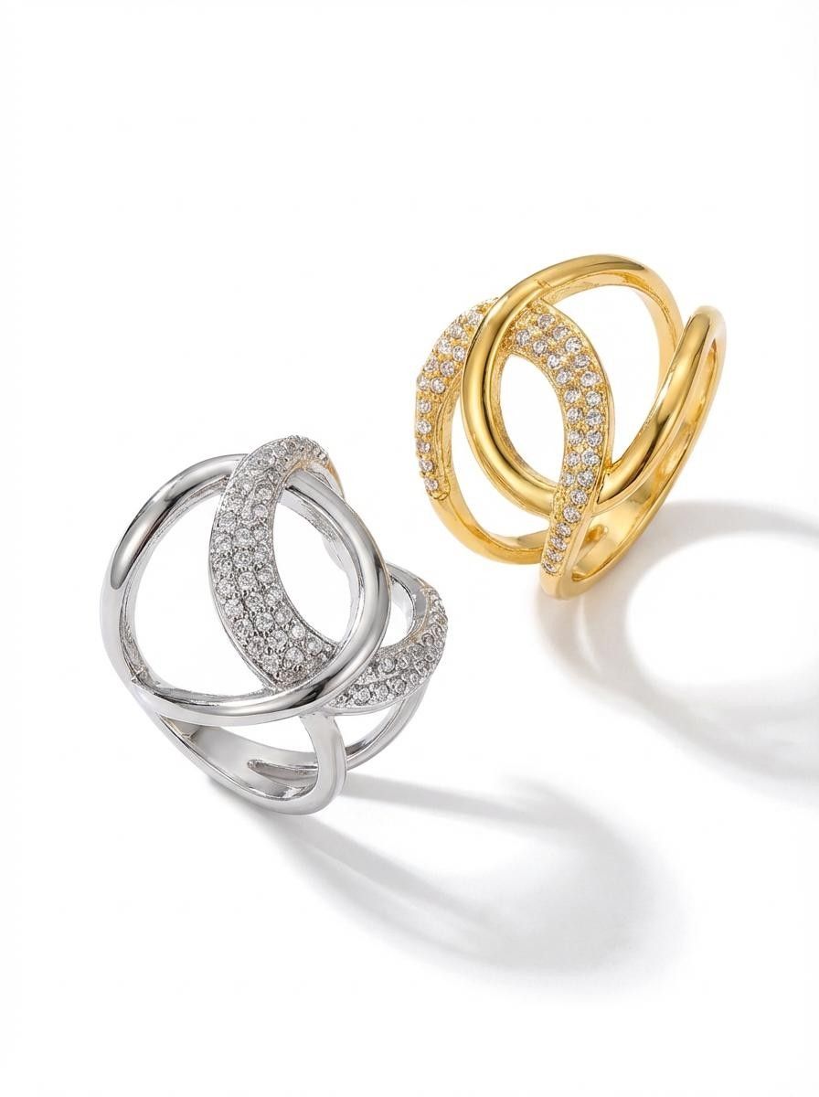 18K Gold Plated Waterproof Stainless Steel Zircon Ring