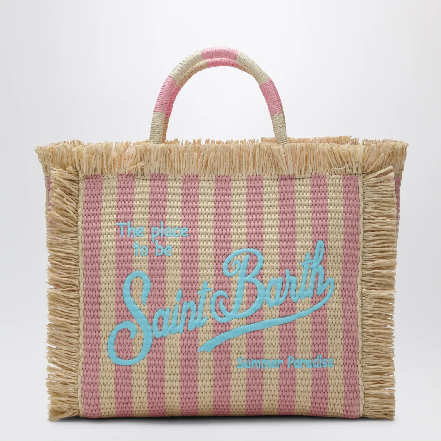 MC2 Saint Barth Colette striped straw-effect fabric bag