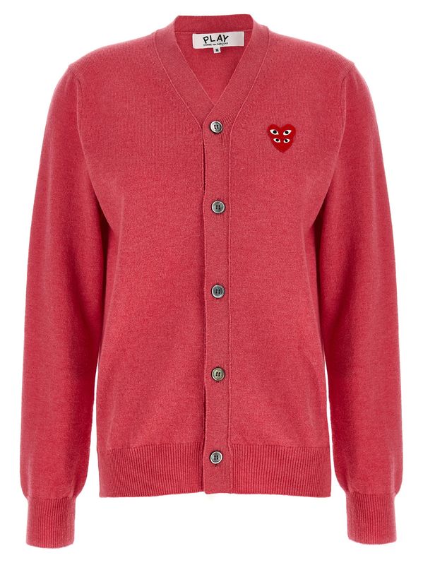 Comme Des Garçons Play Double Red Emblem Cardigan