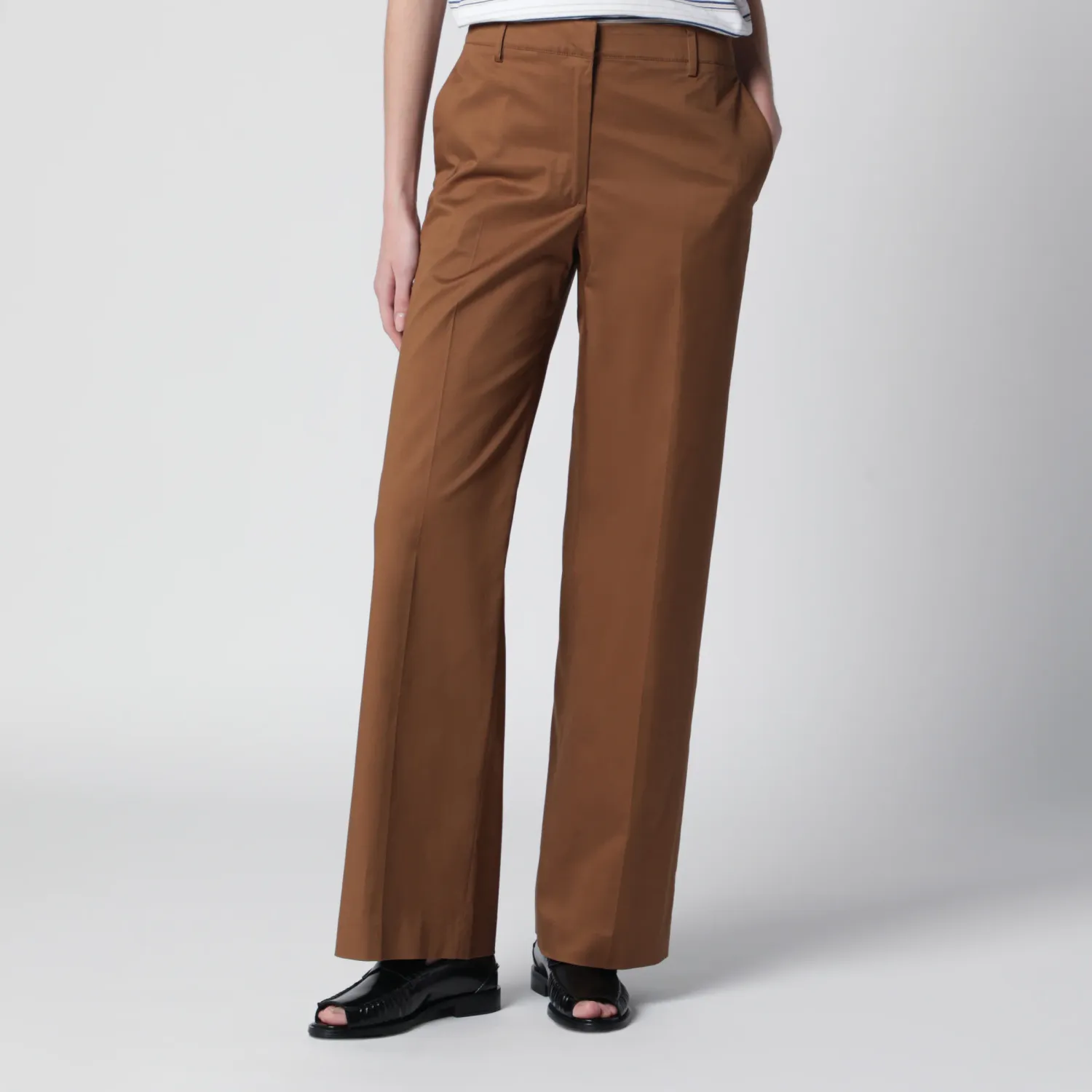 PT Torino Francoise beige cotton-blend trousers